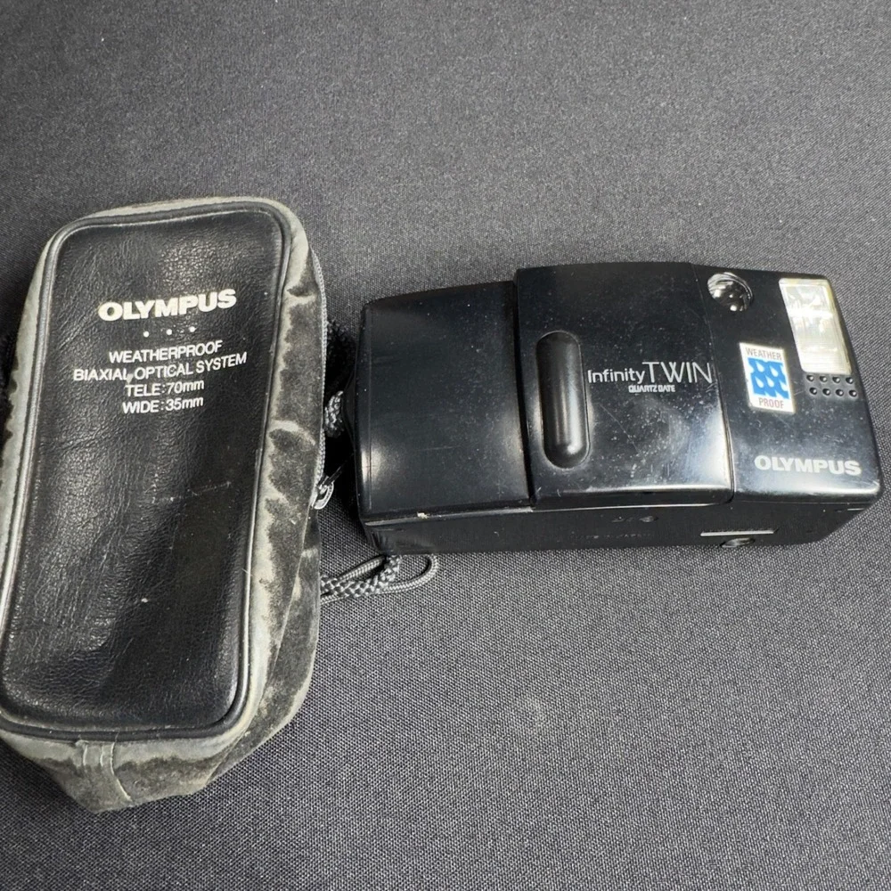 Olympus Infinity TWIN Quartz Date Film Camera Weatherproof 35mm 70mm Dual Lens